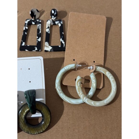 Beonon Trendy Acrylic Statement Earrings Set – Geometric & Colorful Drop Designs - Picture 6 of 6